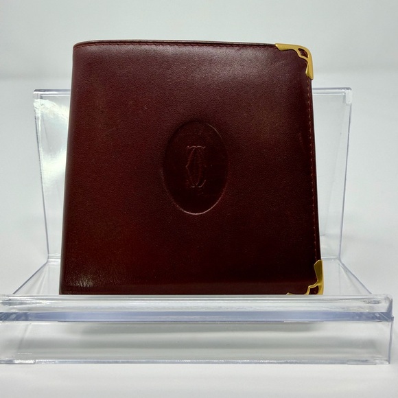 Cartier Handbags - Cartier Burgundy Leather Compact Wallet EUC